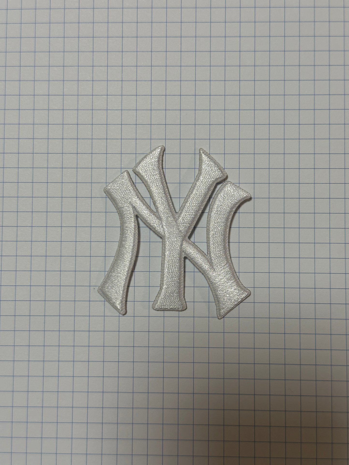 New York Yankees White Embroidered Iron On Patch